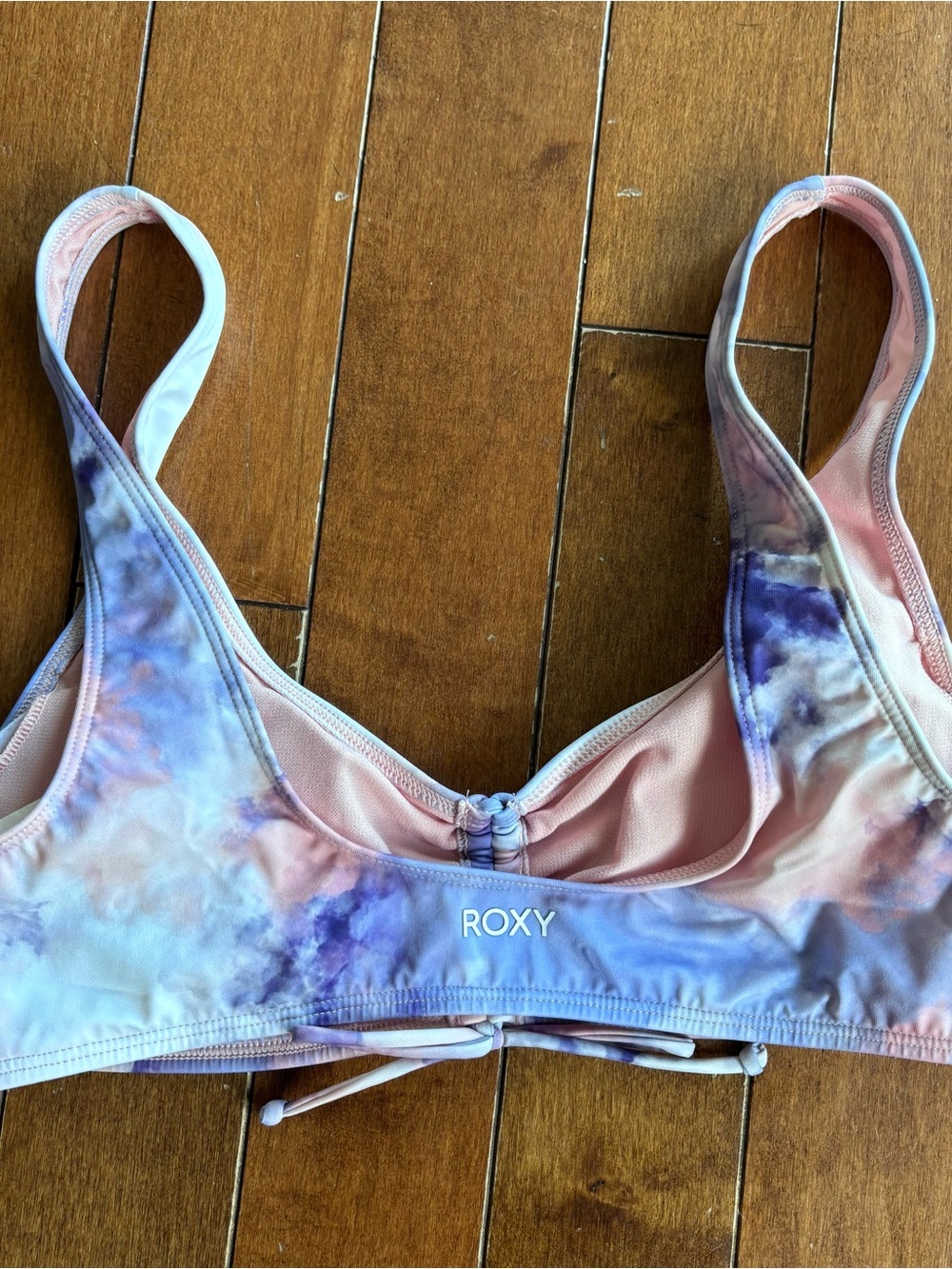 Roxy Pastel Tie-Dye Bikini Top in Pink and Purple - Picture 5 of 7